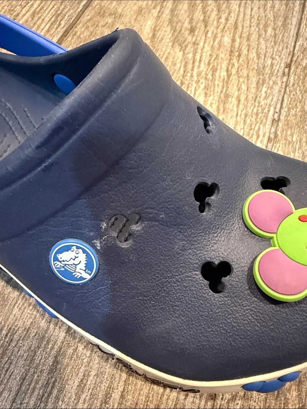 CROCS Mickey Mouse Navy Blue Kids Clogs with Green Character size 3 Junior